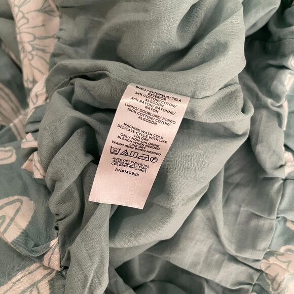 Loft Blouse Women's Large V-Neck Cap Sleeve Bubble Floral Boho Shirt Top - Picture 9 of 9